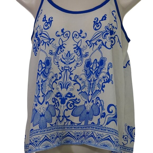 Between Me and You Blue White Sleeveless Sheer Tank Top Cami Women Size S - Picture 2 of 8